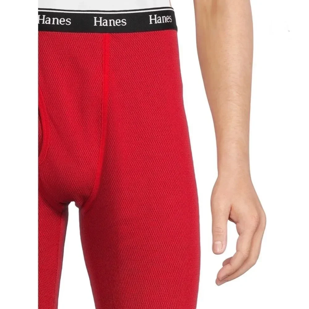Mens Hanes Originals Raschel Reversible Knit Thermal Top & Bottom Size M